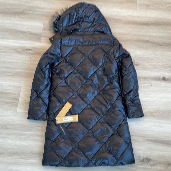 Donna Karan Newyork Shine Faux Fur Trim Hooded Puffer Coat small WOMANS - Picture 6 of 6